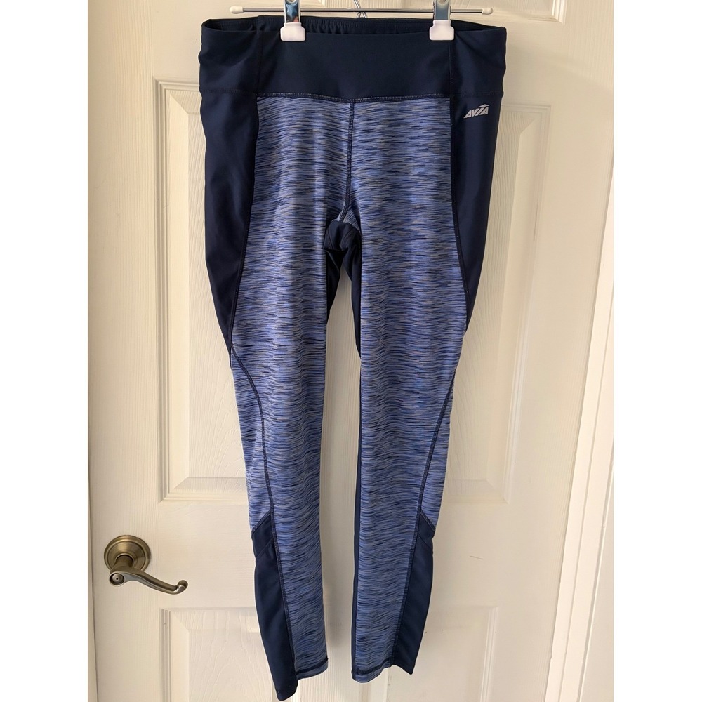 Avia Women's Large Blue Heather Colorblock Athletic Leggings